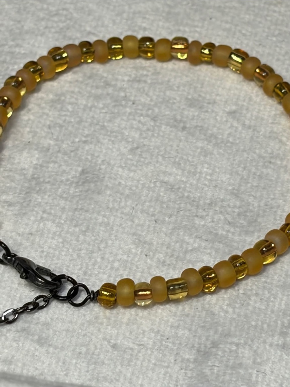 Yellow Beaded Women's Bracelet with Gold Accents